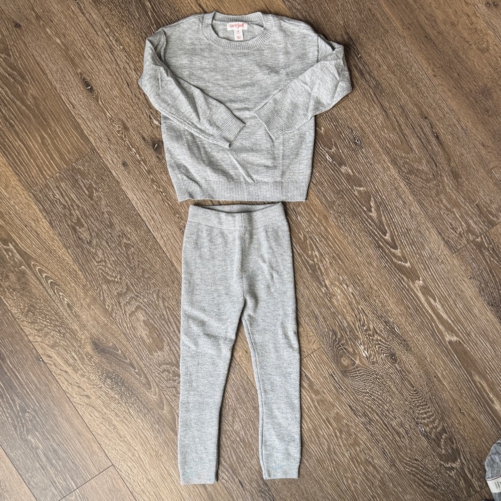 Cat & Jack Light Gray Knit Sweater and Leggings Set